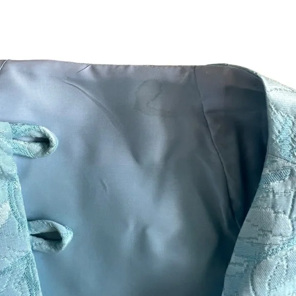 VTG 60s sky blue brocade cocktail dress matching shrug jacket women small - Picture 6 of 6